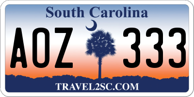 SC license plate AOZ333