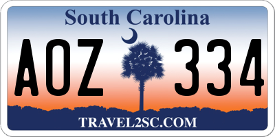 SC license plate AOZ334