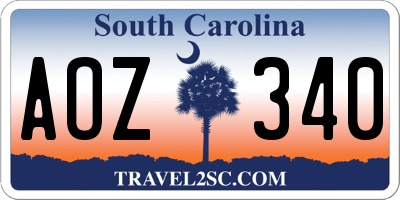SC license plate AOZ340