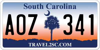 SC license plate AOZ341