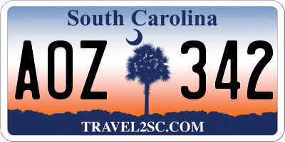 SC license plate AOZ342