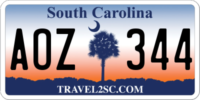 SC license plate AOZ344
