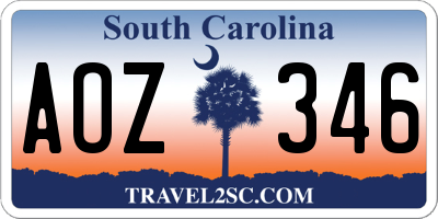 SC license plate AOZ346