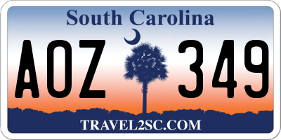 SC license plate AOZ349