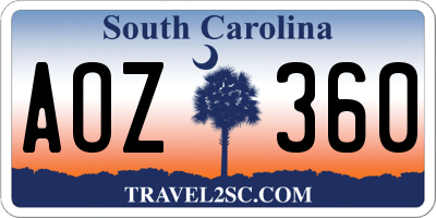 SC license plate AOZ360