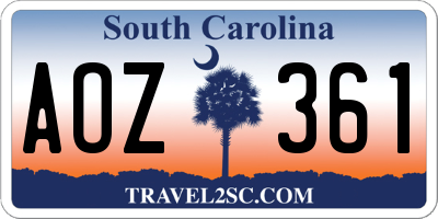 SC license plate AOZ361