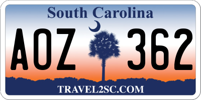SC license plate AOZ362