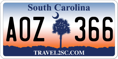 SC license plate AOZ366