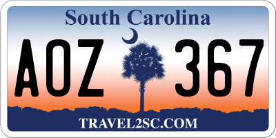 SC license plate AOZ367