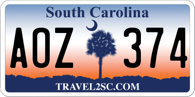 SC license plate AOZ374