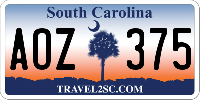 SC license plate AOZ375