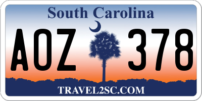 SC license plate AOZ378