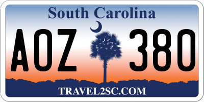 SC license plate AOZ380