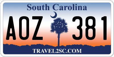 SC license plate AOZ381