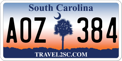 SC license plate AOZ384