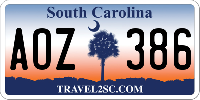 SC license plate AOZ386