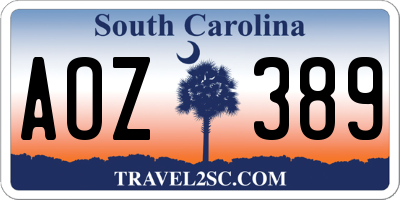 SC license plate AOZ389