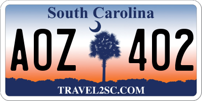 SC license plate AOZ402