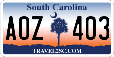 SC license plate AOZ403
