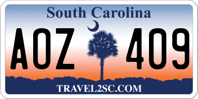 SC license plate AOZ409