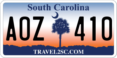 SC license plate AOZ410