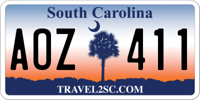 SC license plate AOZ411