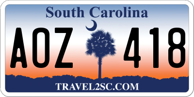SC license plate AOZ418