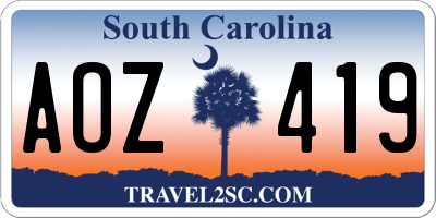 SC license plate AOZ419