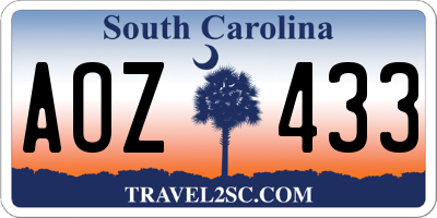 SC license plate AOZ433