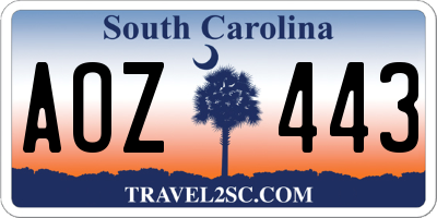 SC license plate AOZ443