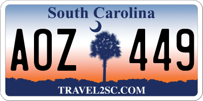 SC license plate AOZ449