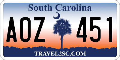 SC license plate AOZ451