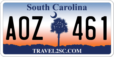 SC license plate AOZ461