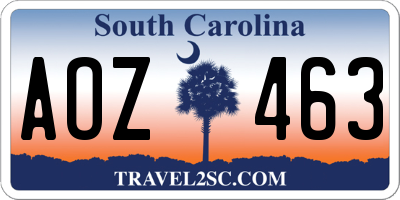 SC license plate AOZ463