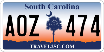 SC license plate AOZ474