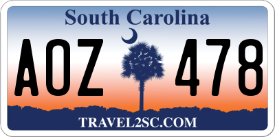 SC license plate AOZ478