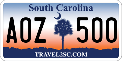 SC license plate AOZ500