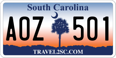 SC license plate AOZ501