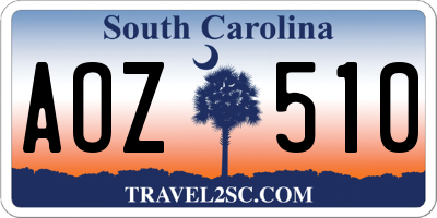 SC license plate AOZ510