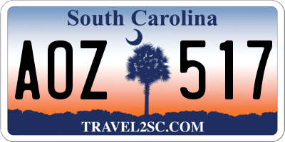SC license plate AOZ517