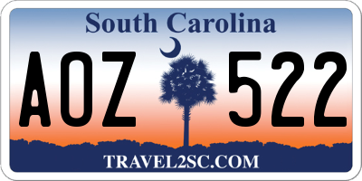 SC license plate AOZ522