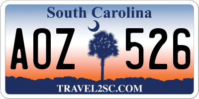 SC license plate AOZ526