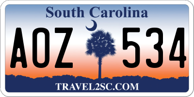 SC license plate AOZ534