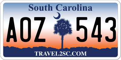 SC license plate AOZ543