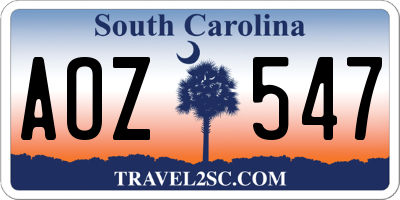 SC license plate AOZ547