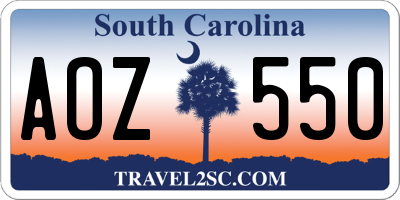 SC license plate AOZ550