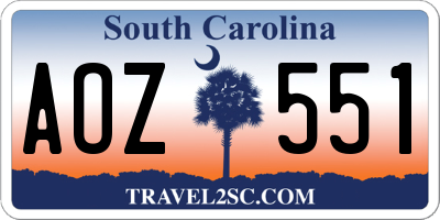 SC license plate AOZ551