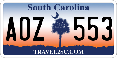 SC license plate AOZ553