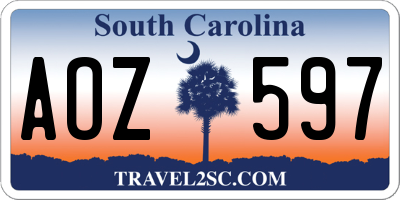 SC license plate AOZ597