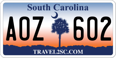 SC license plate AOZ602